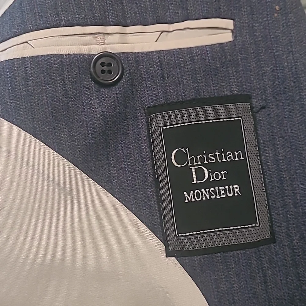 CHRISTIAN DIOR MEN'S VINTAGE STRIPPED WOOL SUIT COAT Blazer LARGE - Picture 5 of 12